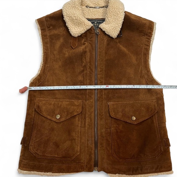 Express Brown Suede Leather Sherpa Vest Small - Picture 5 of 11